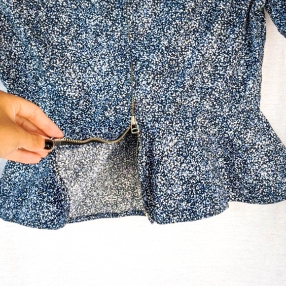 Gap Blue Speckled Peplum Top, sz: 0 - Picture 7 of 12